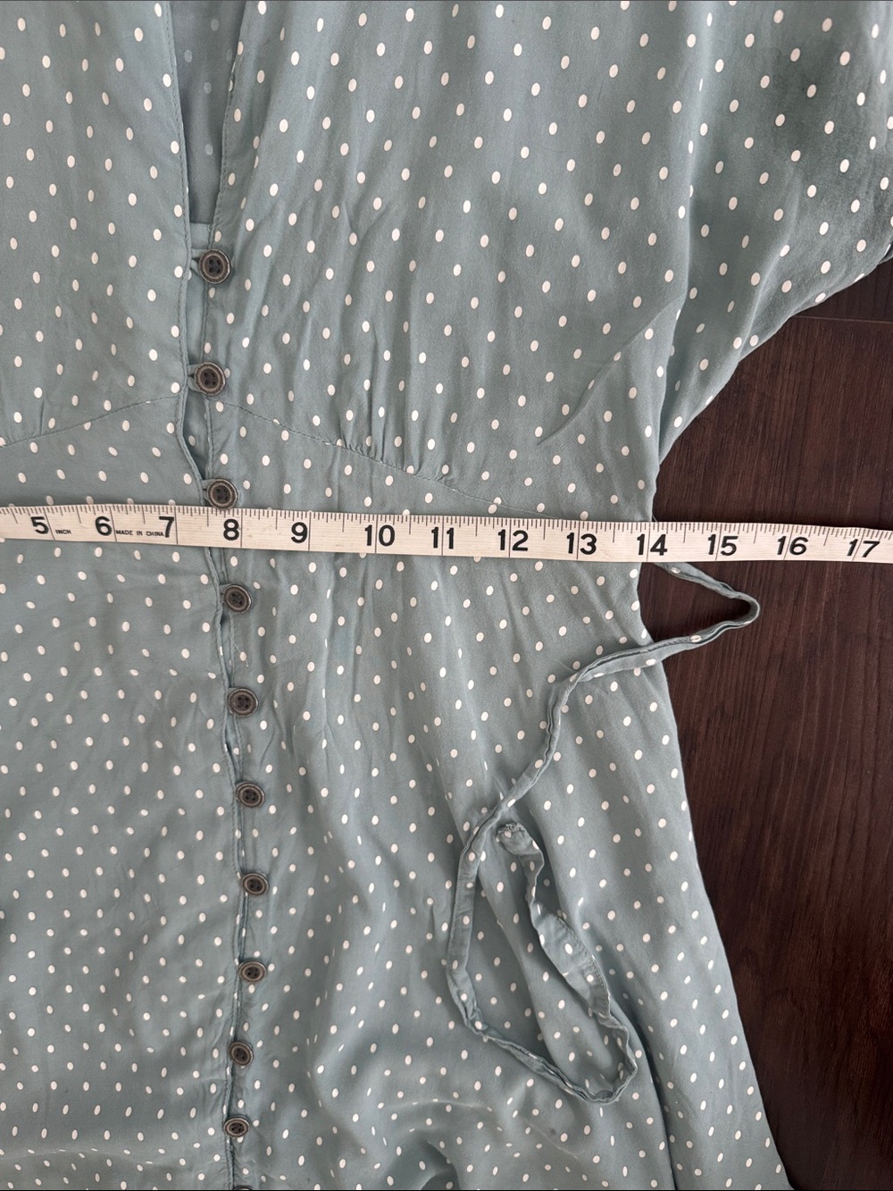 Kimchi Blue Sage Green Polka Dot Button-Front Mini Dress Sz XS Lightweight - Picture 7 of 9